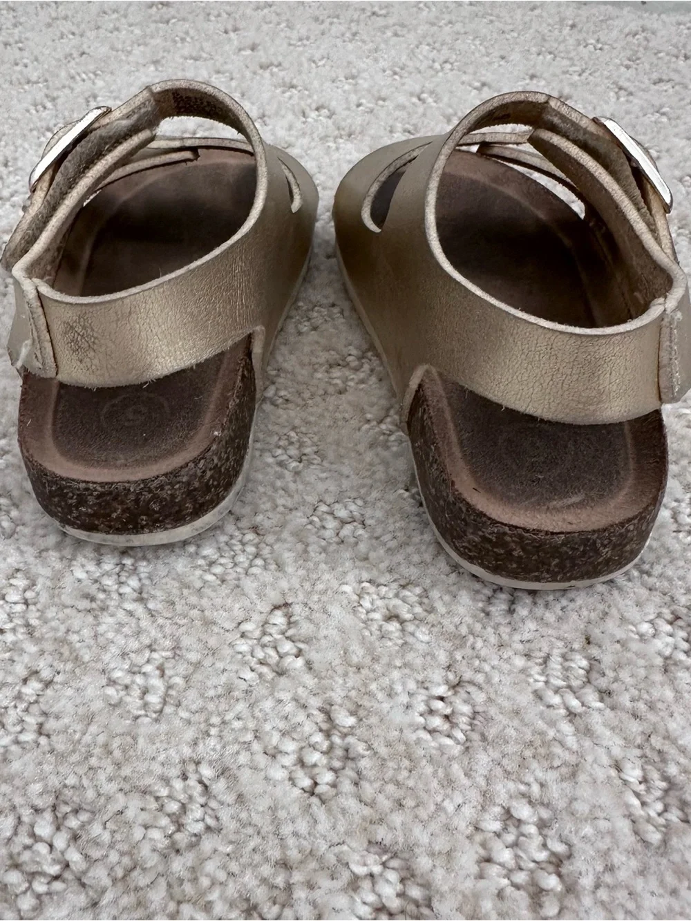 Girl Metallic Gold Double-Buckle Velcro Sandals Size 5
